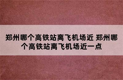 郑州哪个高铁站离飞机场近 郑州哪个高铁站离飞机场近一点